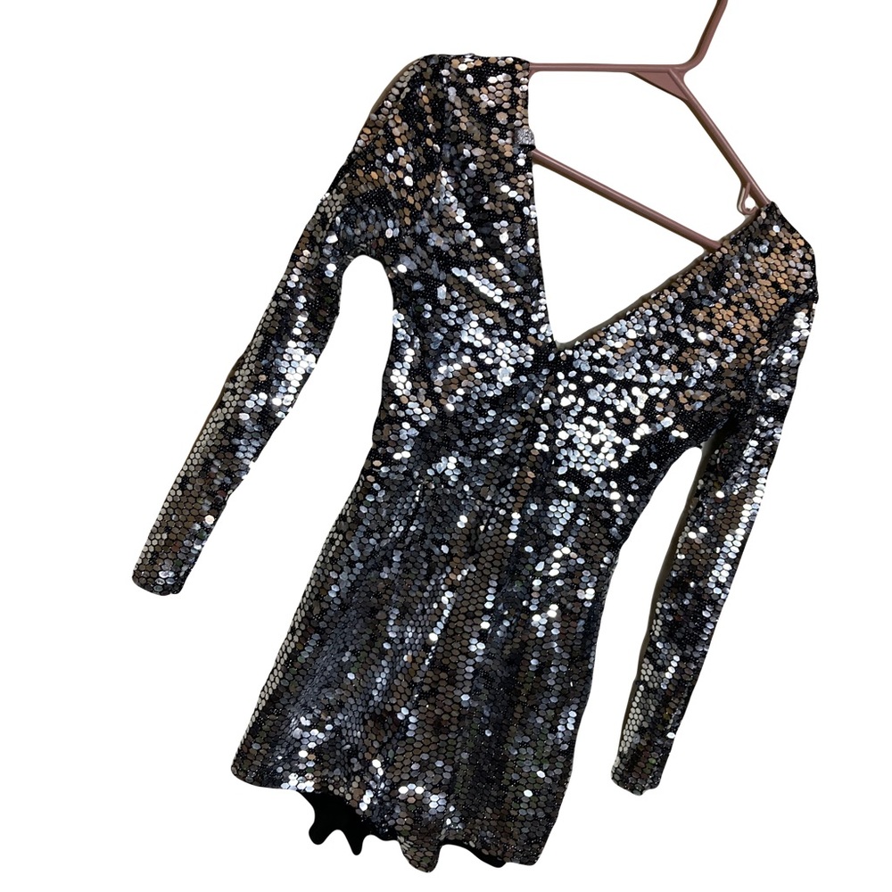 Silver Sequin Romper Small - image 2